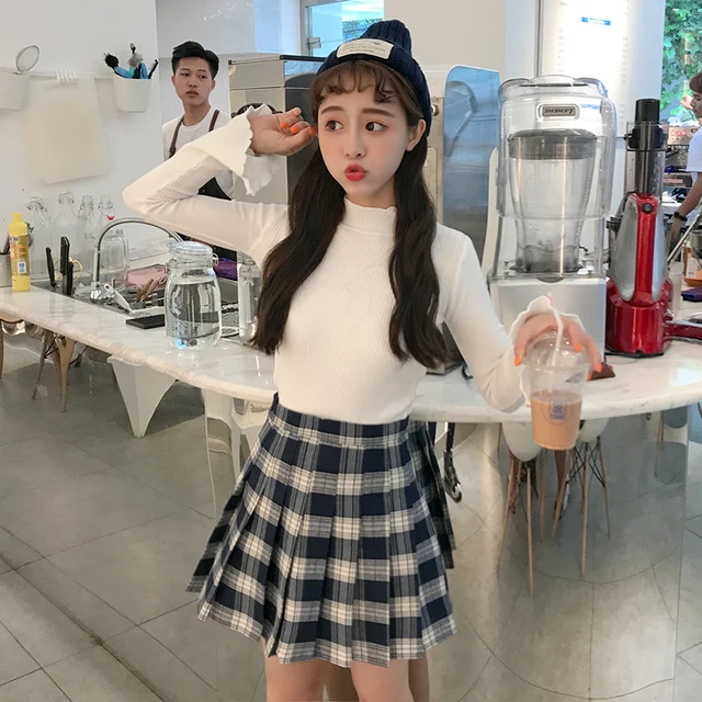 Japanese School Plaid Pleated Mini skirt Korean Students Class Uniforms