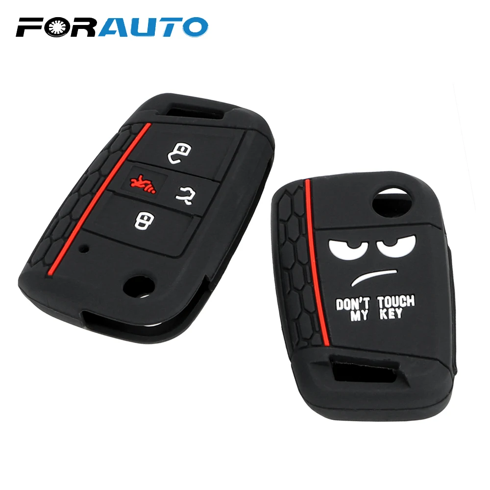 

FORAUTO DONT Touch My Key Car Key Case Cover 3 4 Buttons For Volkswagen Polo MK7 Golf 16 2017 Flip Key Shell Fob Car-styling