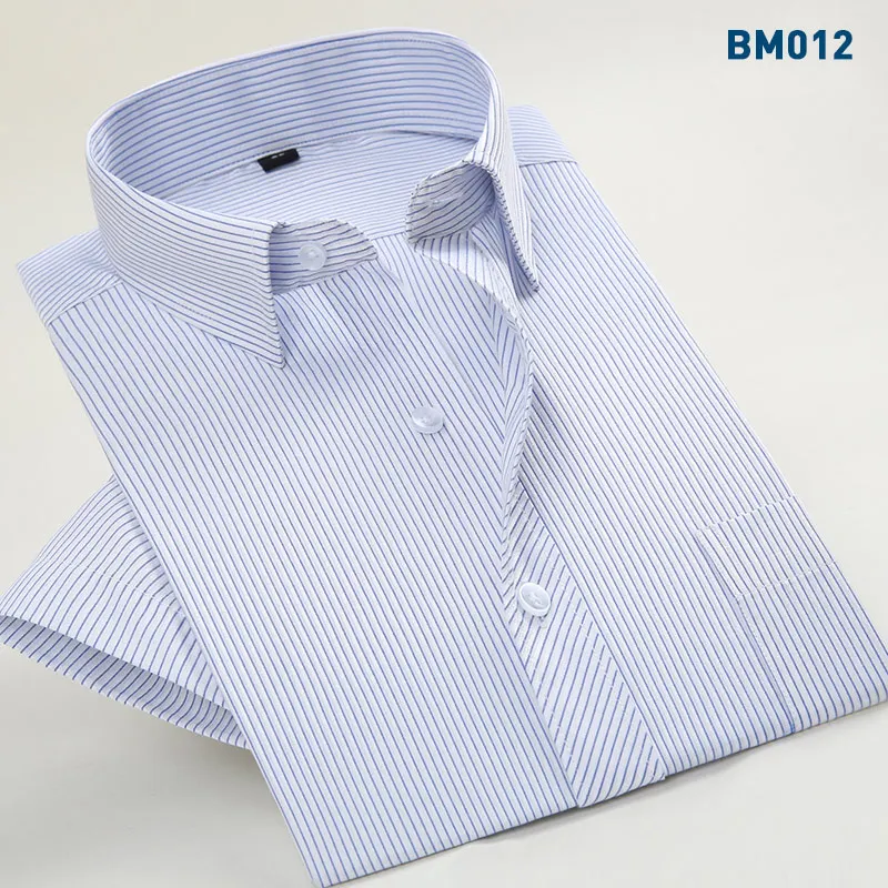 Мужские летние рубашки с коротким рукавом, классический дизайн, однотонные белые деловые мужские рубашки, популярные мужские рубашки высокого качества, camisa - Цвет: bm012
