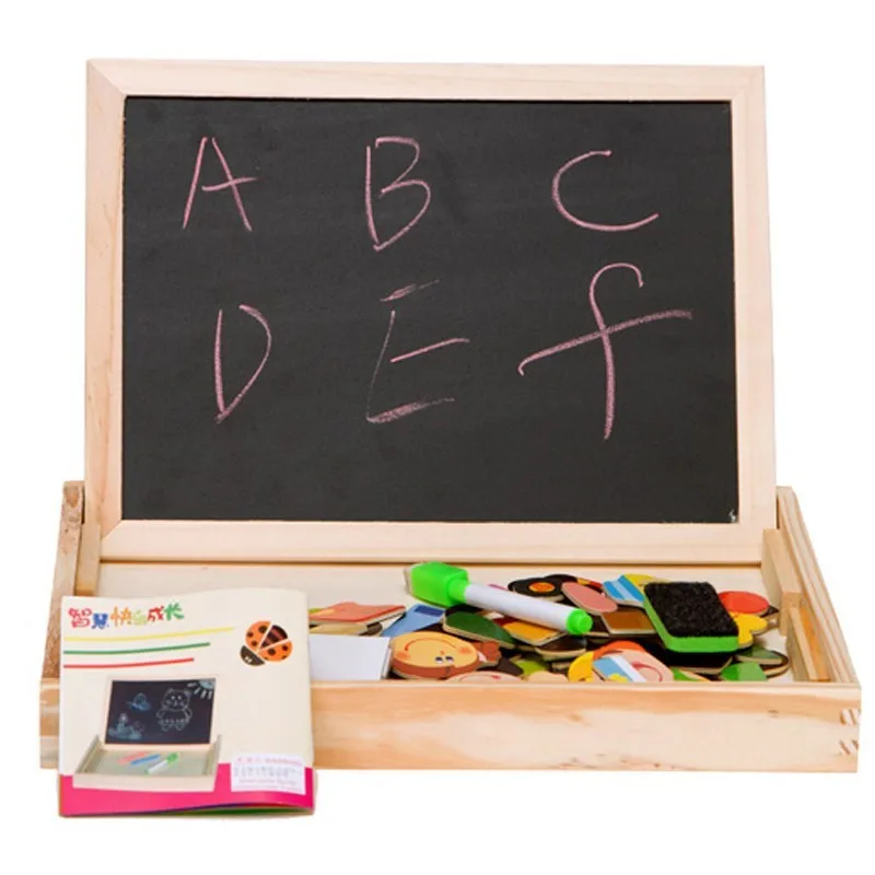 Multifunctional Educational Farm Jungle Animal Wooden Magnetic Puzzle Toys for Children Kids Jigsaw Baby's Drawing Easel Board (25)