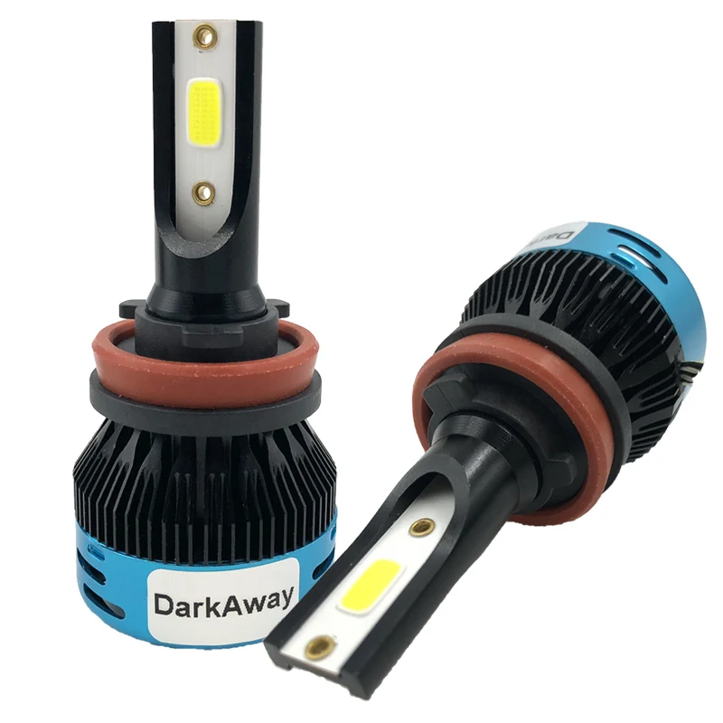Короткие Светодиодные Автомобильные фары DarkAway лампы H1 H4 H7 H8 H9 H11 9005 9006 6400Lm 60 Вт
