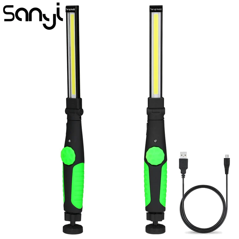 

SANYI USB Rechargeable Flashlight Torch built-in Battery 3800LM Working Light LED COB Strong Magnetic Portable Lantern