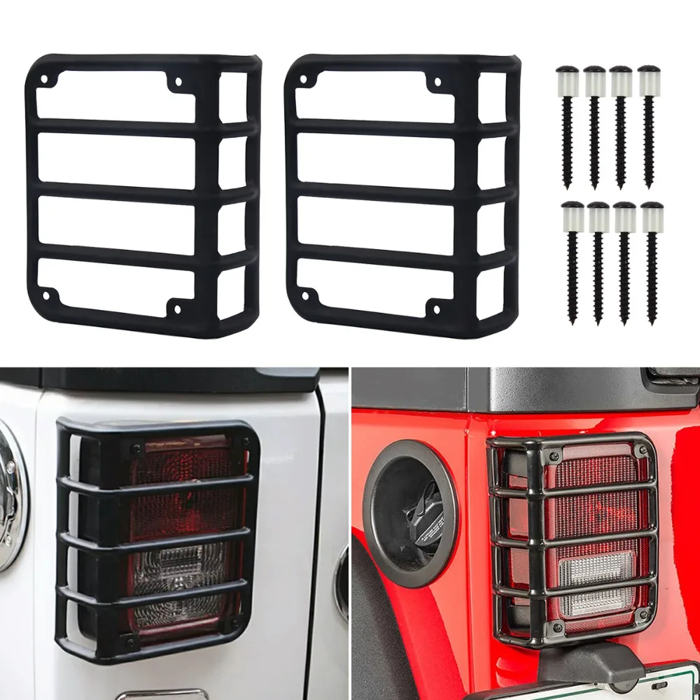 

High Quality 2pcs Matte Black Rear Tail Light Guard Cover Protector for 2007-2016 Jeep Wrangler JK Unlimited Car Accessories