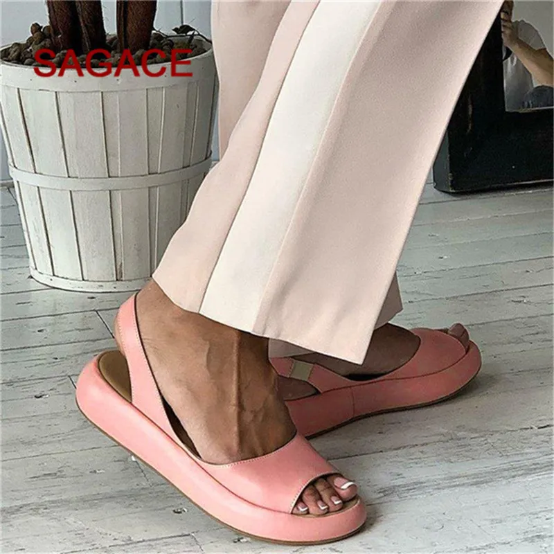 

New Roman Flat Ankle Strap Women Sandals Retro Summer Casual For Ladies Female Comfort Shoes Fish Mouth Slippers Plus 43