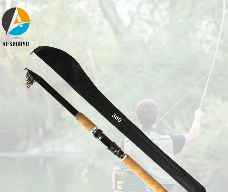 Vara de Pesca Telescópica de Fibra de Carbono Varas de Mar Pólo de Pesca de Fiação Ai-shouyu Curto Telescópica 2.1-4.5m 2 vara de pesca telescópica pólo de pesca de fiação