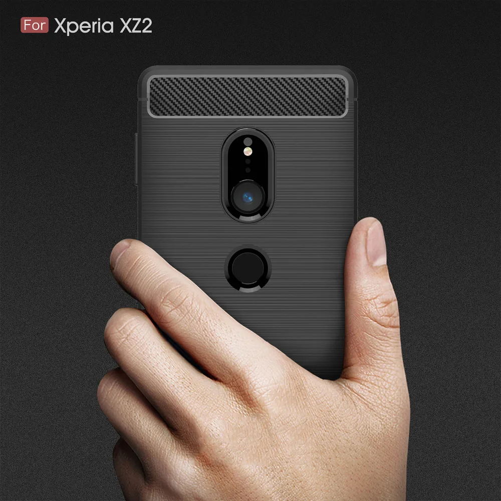 

for Sony Xperia XZ2 Case Silicon For Sony XZ2 Compact Case Cover TPU Fundas Soft Carbon Fiber Brushe Coque Etui Capa Aksesuar