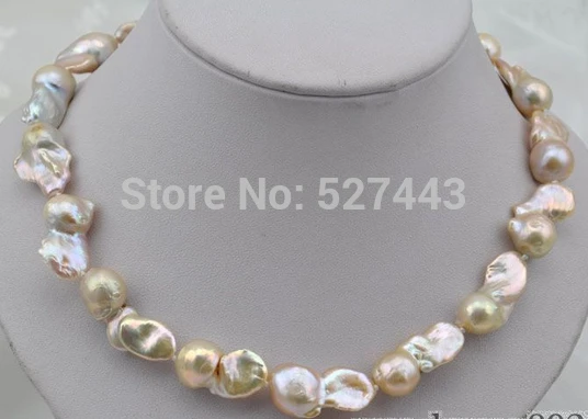 

Wholesale fast 17"28mm baroque pink reborn keshi pearl necklace (A0501)