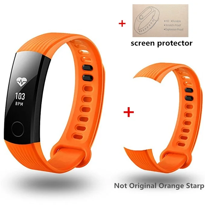 Смарт-браслет huawei Honor Band 3 для плавания 5ATM 0,9" oled-экран для IOS Xiaomi Mi Android - Цвет: Add Orange Starp