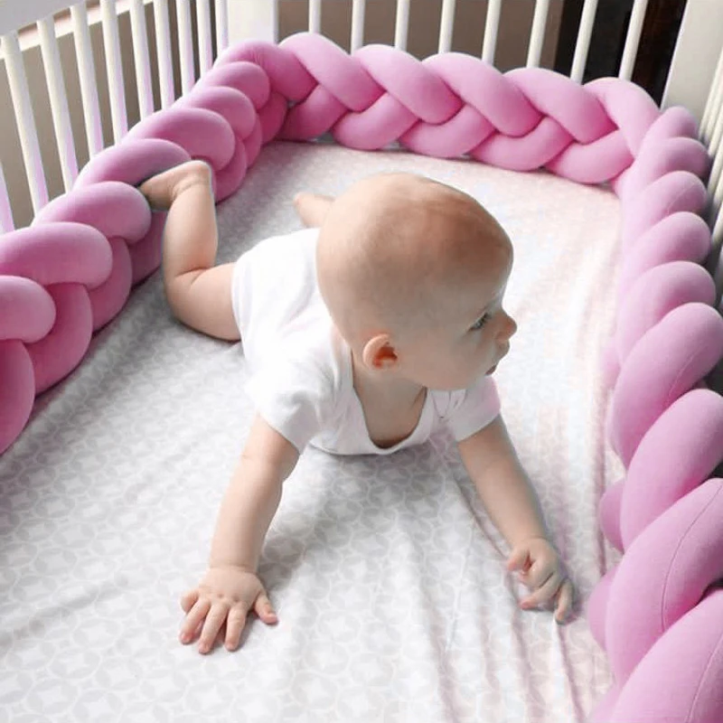 Ограждение детской кроватки плетеная полосатая твист мягкая подушка с узлом плетеная кроватка бампер постельные принадлежности Подушка детский подарок Прямая