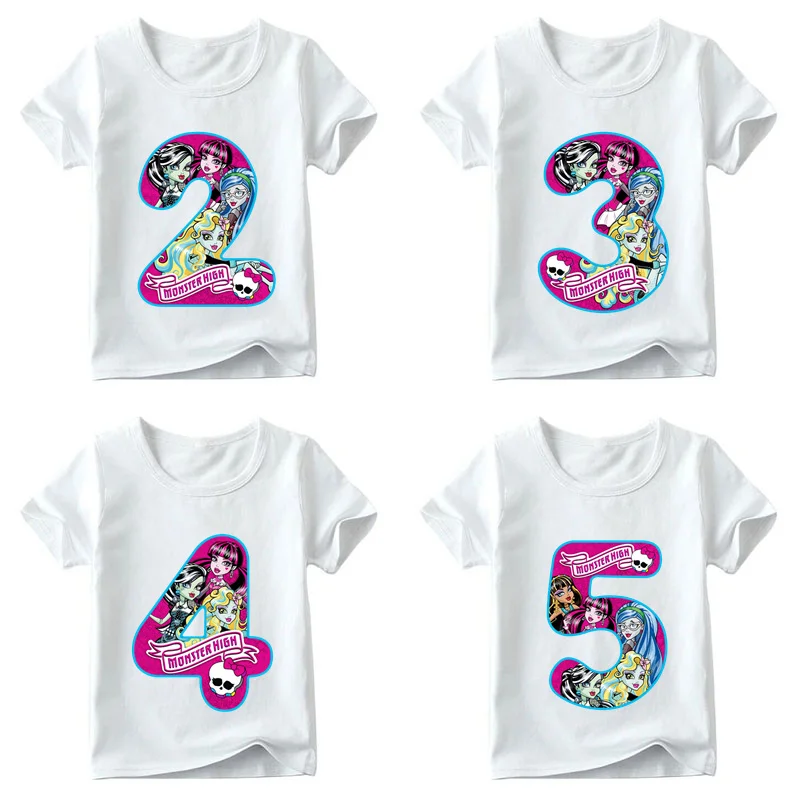 

Baby Funny T-shirt Kids Number 1-9 Birthday Present Clothes Girls Cartoon Game Happy Brithday Letter Bow Print T shirt,HKP2430