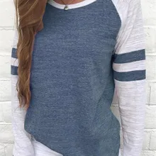 5 шт./лот модные женские туфли в полоску в технике пэчворк футболка Повседневное топы с длинными рукавами футболка с круглым вырезом