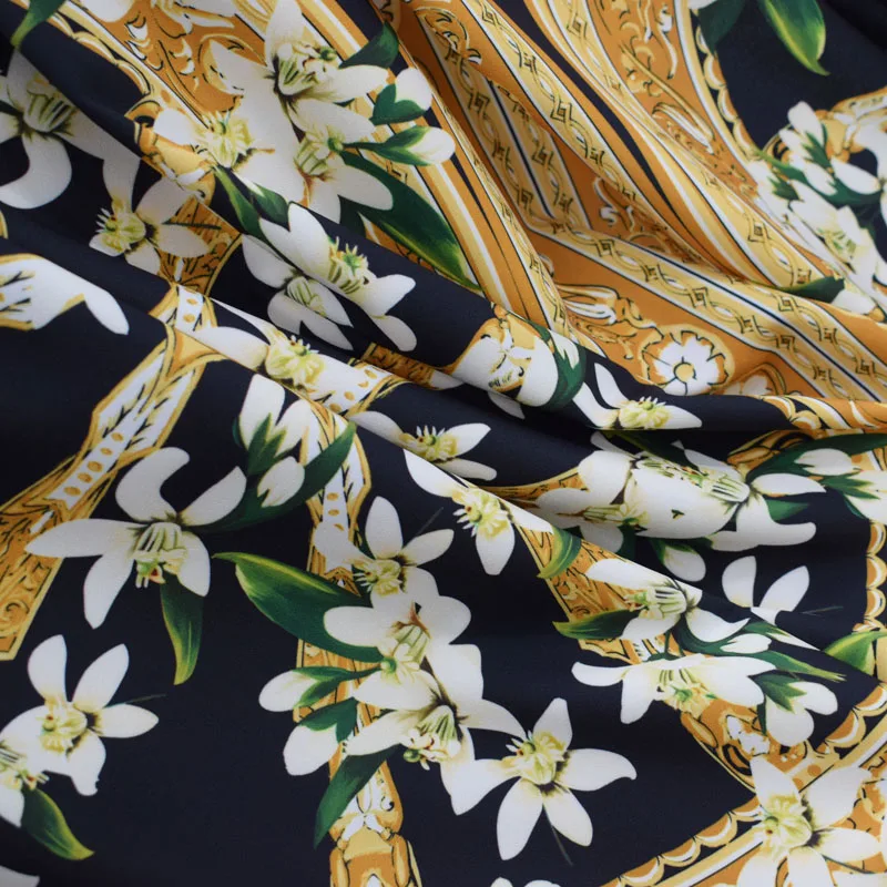 Жасмин ветряные мельницы Сицилия отдых ветер цифровой живописи стрейч атласная ткань для летнего платья telas tissu tecido потертый шик DIY