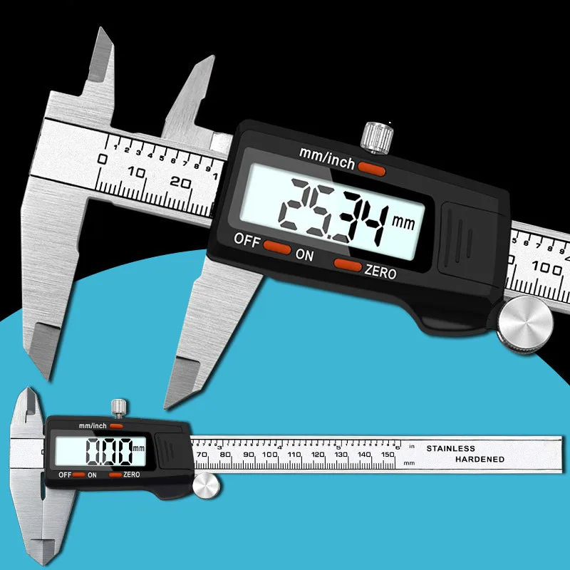 

Measuring tool inside outside diameter stainless Steel Vernier Black plastic head 0-150mm Electronic Digital display caliper