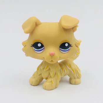 

Real original action figure toy rare animal pet shop toys collie 1194 yellow dog blue eyes free shipping