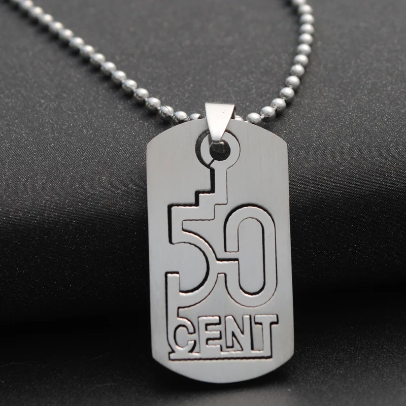 

10pcs 50cent Letter Stainless Steel Necklace Removable Number Figure Alphabet Word Superstar Rapper Hip Hop Singer Necklaces