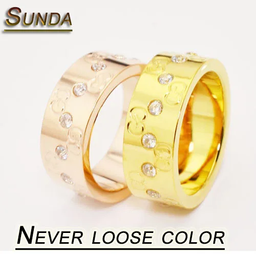 18k Rose gold/ Gold/ silver Plated Rhinestone Rings Titanium stainless steel Luxury Brand G Crystal rings for women men | Украшения и
