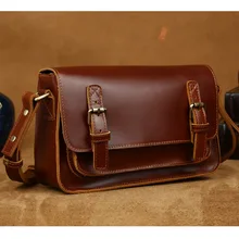Tiding New Vintage Satchel for Women Genuine Leather Messenger Bag Ladies Flap Cover Brown Bag 20186