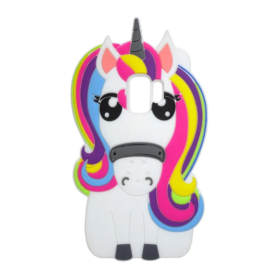 Colored Unicorn Silicone case For Samsung Galaxy S8 S9 Cute cover Fashion 3D Cartoon Plus Fundas |