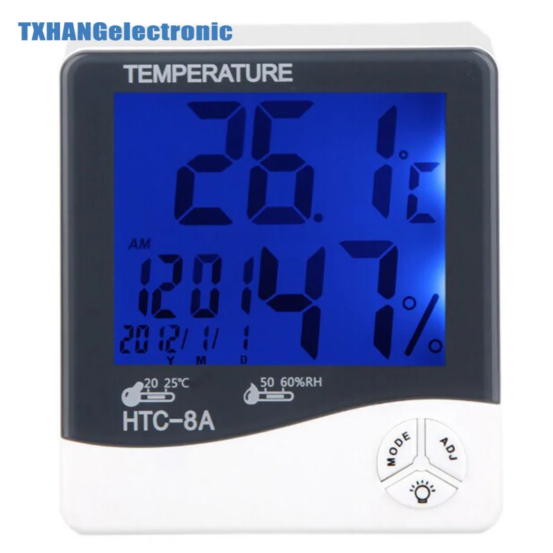 

HTC-8A Digital Luminous Thermometer Hygrometer Temp Humidity Test Clock