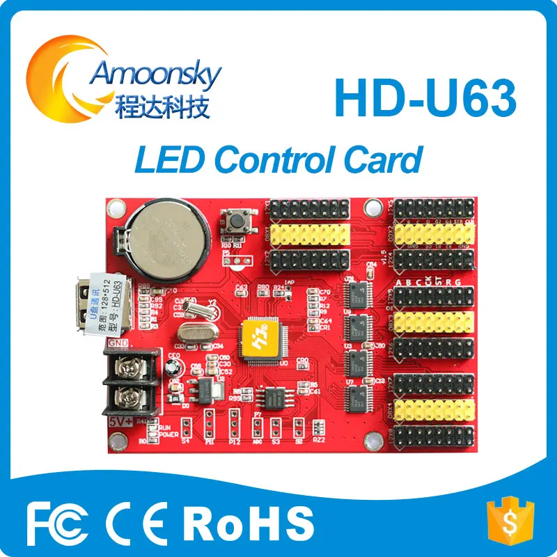 

Hd-U63 P10 Led Control Card Max 512x128 Pixels Single Color P10 Led unit Module Control Card huidu led Usb-disk Port