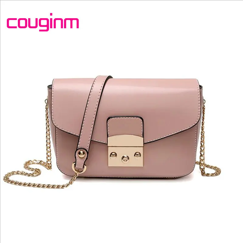

COUGINM New Women Chain Messenger Bag Exquisite Lock Design Female PU Leather Handbag Lady Crossbody Shoulder Bags Fashion Flap