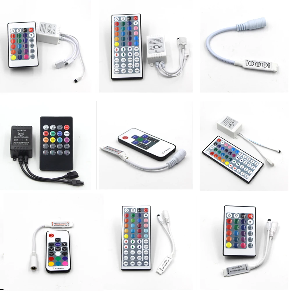 

Mini Led RGB Remote Controller DC 12V 24V 3/24/44key IR 17key RF Dimmer DIY Dynamic For 5050 3528 2835 SMD RGB LED Strip Tape