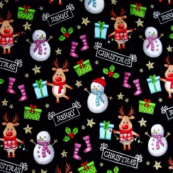

Delicated Christmas Gift Snowman Environmental Printing and Dyeing 100% Cotton Fabric 50x70cm X'mas Fabric Patch Work Cloth Dres