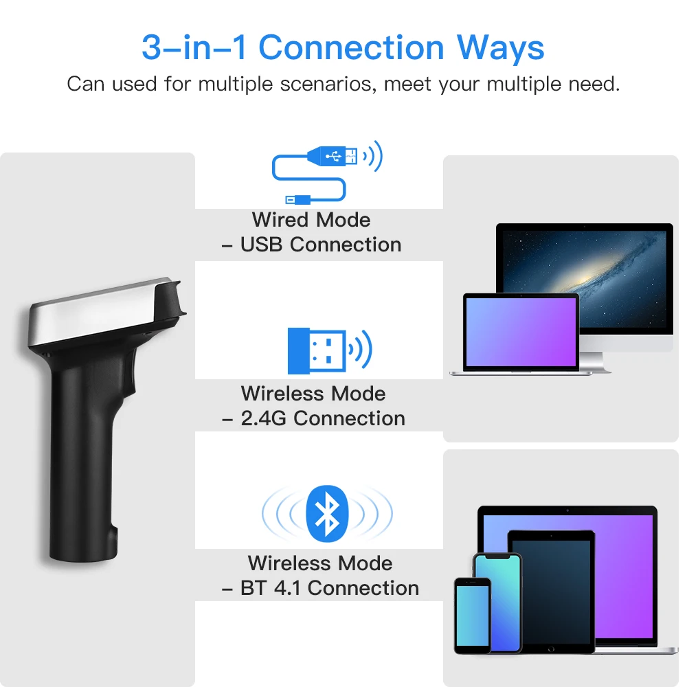 Eyoyo беспроводной сканер штрих-кода 1D 2,4G портативный ПЗС-ридер для POS iPad iOS Android планшетов или компьютеров ПК