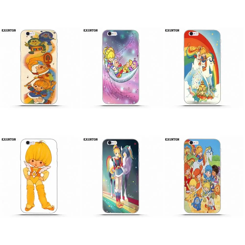 

For Apple iPhone 4 4S 5 5C SE 6 6S 7 8 Plus X Soft Silicone TPU Transparent Print Case Top Sale Rainbow Brite