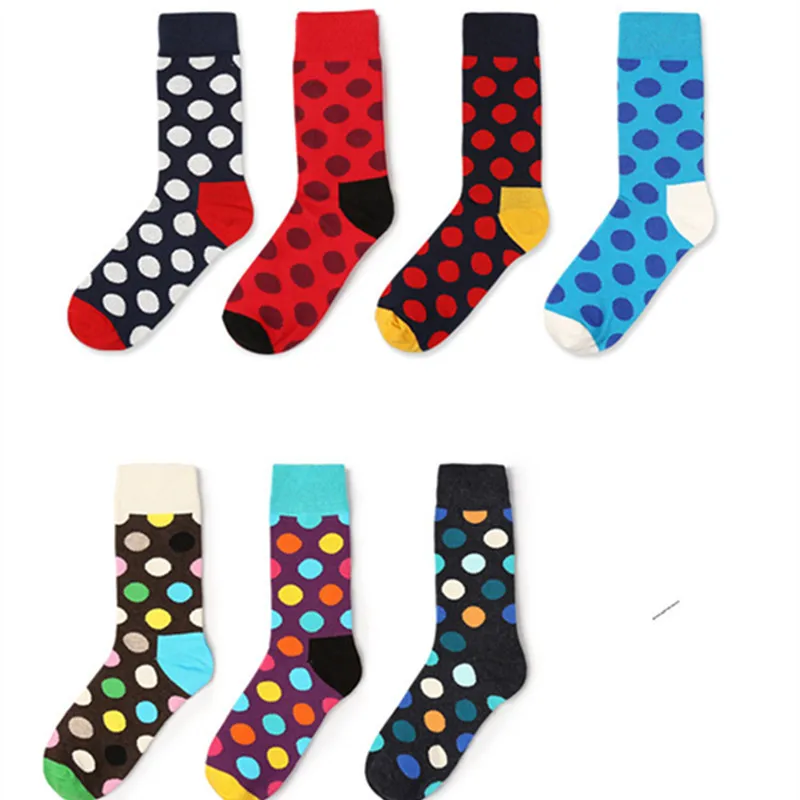 7pairs Colorful Point fashion Men socks women Stripe Korea socks Cotton