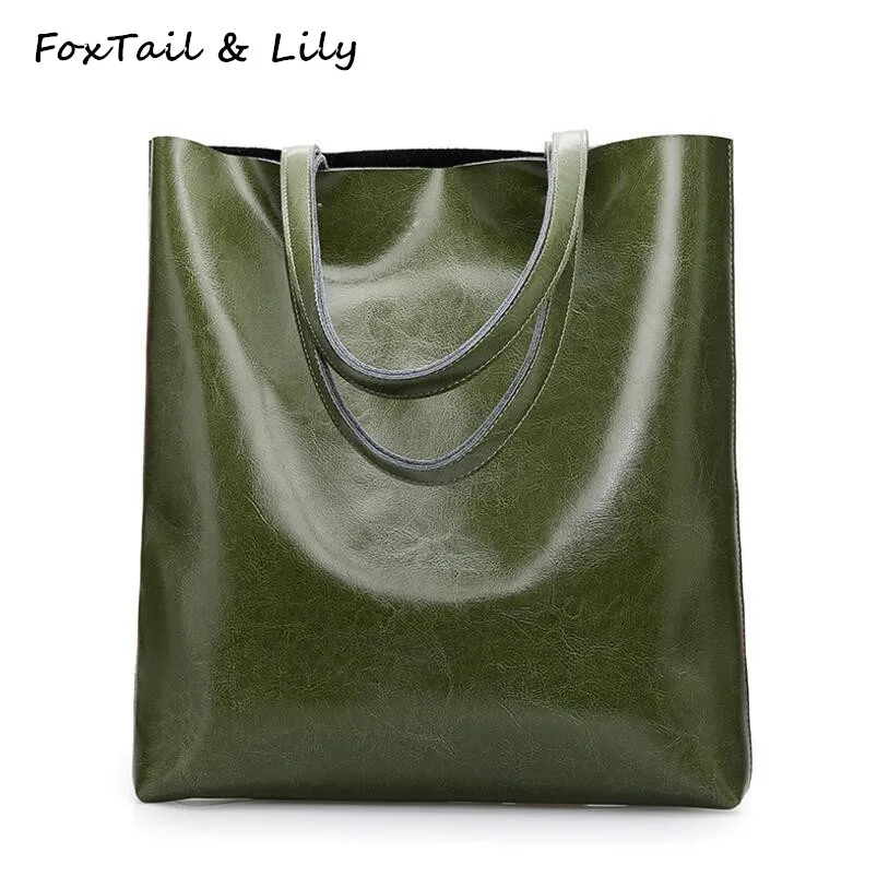 FoxTail & Lily Luxusní kvalitní dámské kožené kabelky Ženy ramenní taška Slavný Designer velké kapacity Vintage Tote tašky