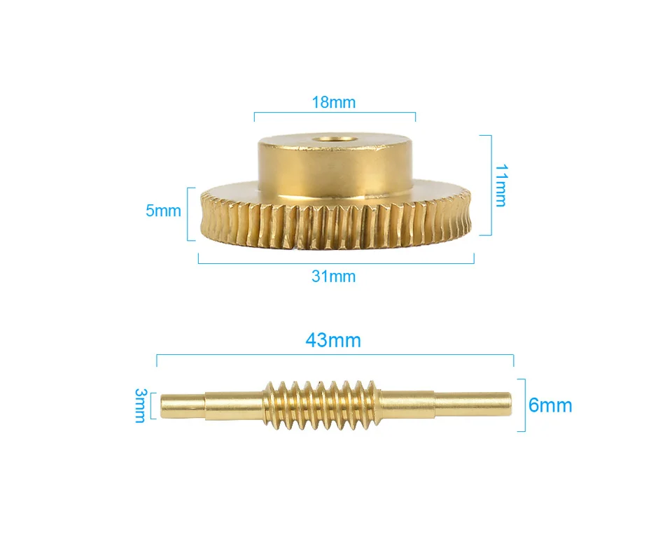 YIMAKER 1 пара 0,5 м модульная Шестерня 60 зубчатое отверстие 5 мм вал Червячное колесо большое передаточное отношение 1: 60 для микро мотор медная шестерня