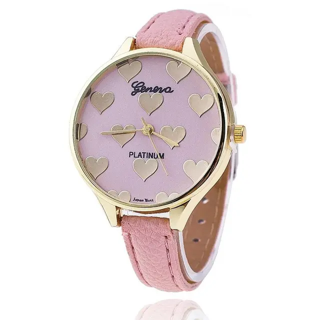 1 PCS Cute New Heart Shape Women Slim Leather Band Geneva Quartz Analog Casual B 1 PCS Cute New Heart Shape Women Slim Leather Band Geneva Quartz Analog Casual B