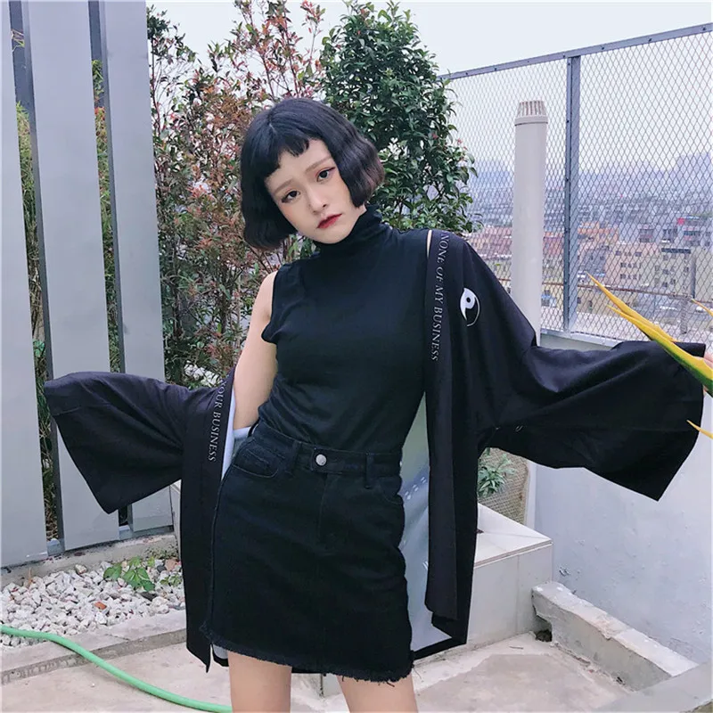 Harajuku BF ветер японский стиль перьевая тканая блузка для мужчин и женщин кимоно