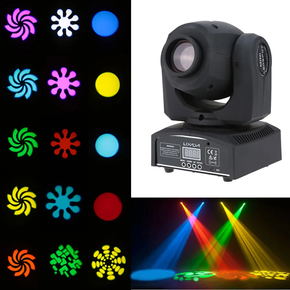 DJ сценический свет DMX-512 мини движущийся головной свет 8 цветов светодиодный сценический свет с формами автоматический 9/11 канал вечерние