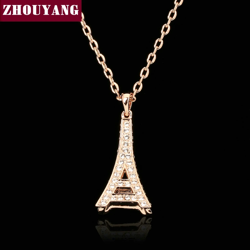 Top Quality Fashion Eiffel Tower Rose Gold Color Necklace Pendant
