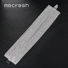 Mecresh Многоцветный Кристалл кисточкой звено цепи браслет для женщин Свадебные украшения Стразы теннисные браслеты 18 строк MSL376