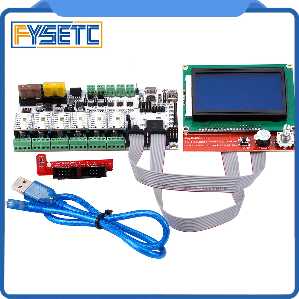

Rumba Plus Motherboard Rumba+ Board Support 3pcs Extruder + 12864 LCD Control Display + 6pcs TMC2100 V1.3 Stepper Motor Driver