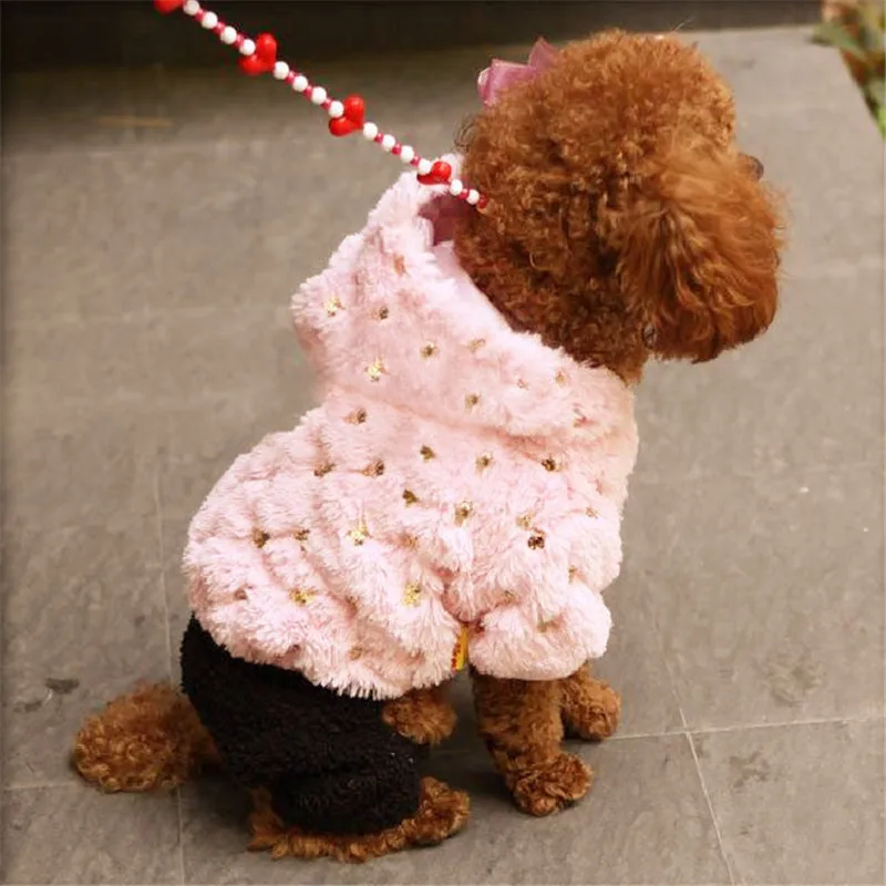 Clearance! 2015 Fur Small Dog Clothes Winter Pet Dogs Jumpsuits Pink