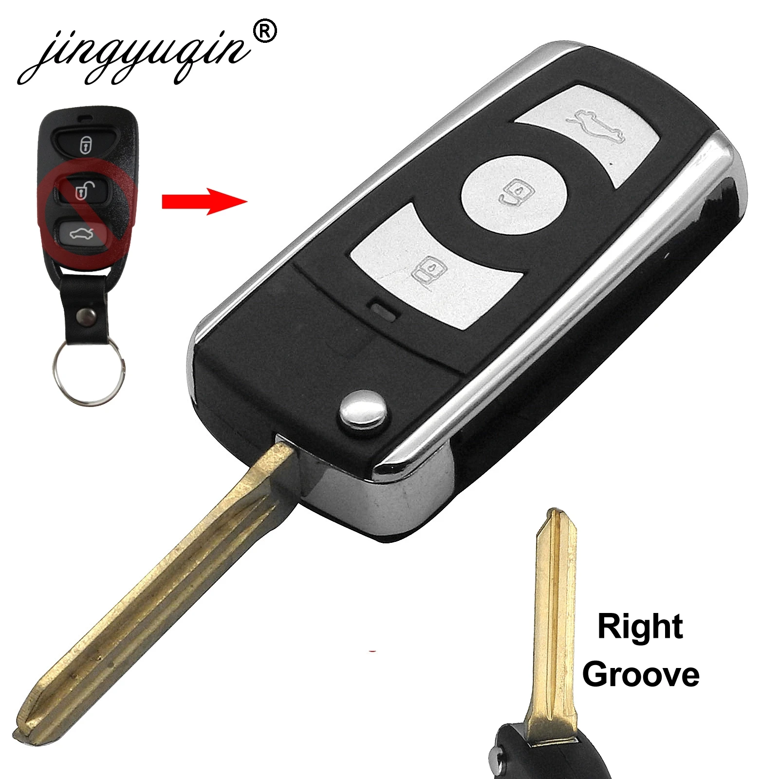 

jinyuqin Right Blade 3 Buttons Modified Flip Key Shell For HYUNDAI Coupe Tucson Elantra Accent Santa Fe i10 For Kia fobCase