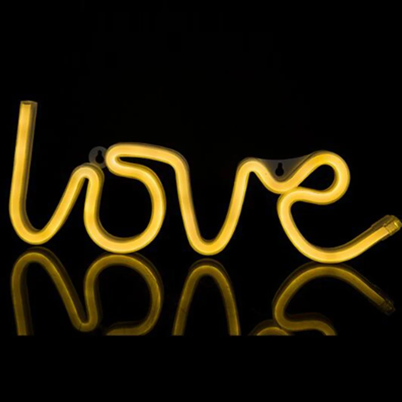 

USB Battery Powered Led neon Love letter Sign Light Lantern string lights For Girls Bedroom Party Christmas Wall Decoration Lamp