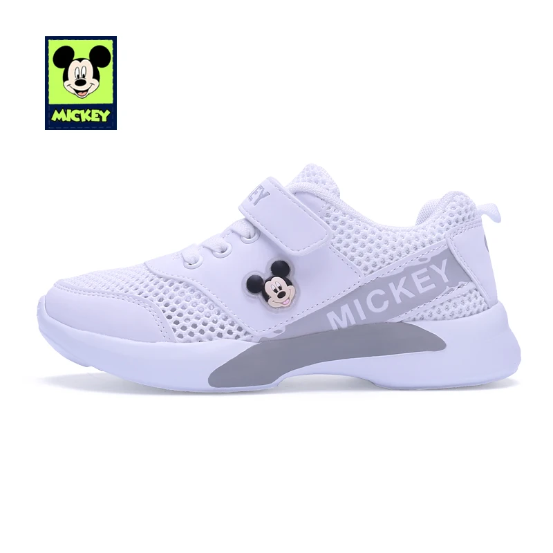 Disney New Summer Children Casual Shoes Kids Breathable Mesh Flats Shoes Trainers Comfortable Anti-slip Boots - Цвет: White Mickey Shoes