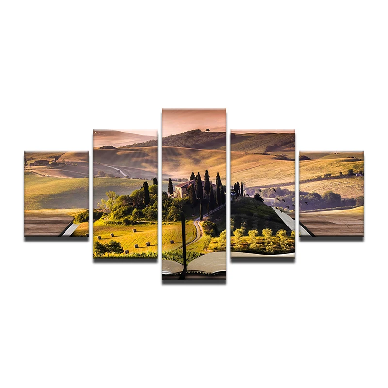 5 Pcs Abstarct Art Fantasy Manor On Book Mountain Giclee Canvas