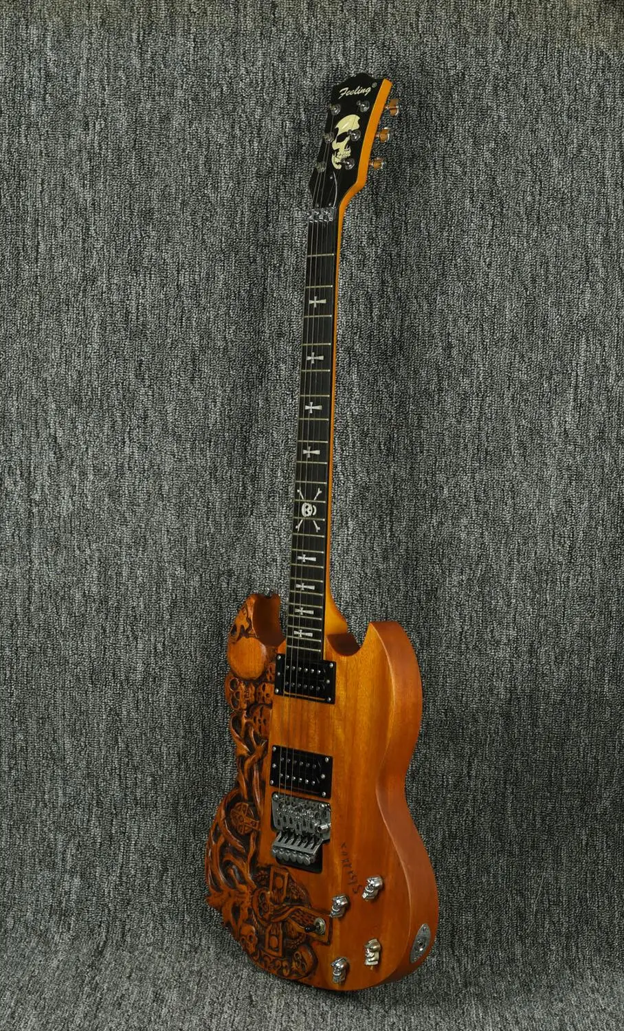 Hand carved electric guitar Feeling musical instrument Free shipping