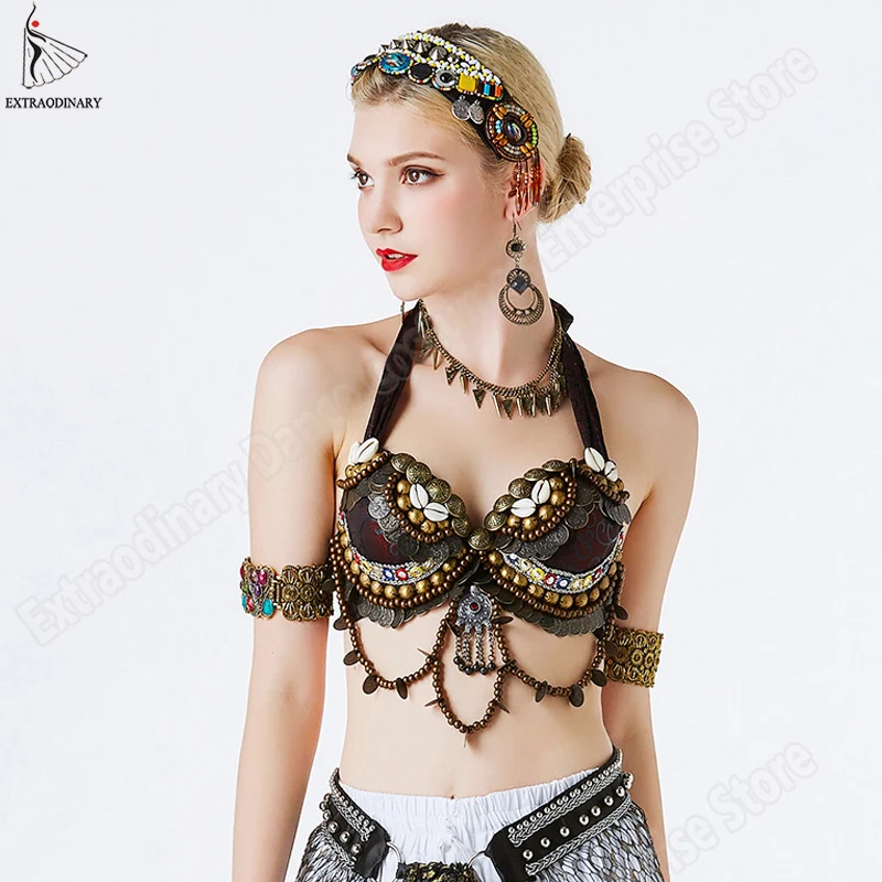 

New Tribal Gypsy Bra Belly Dance ATS Bra Adjustable Women Hand Beading Bellydance Clothes Top Costumes Style Gypsy