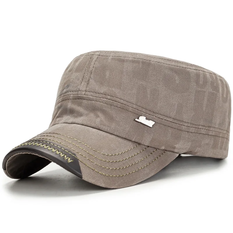 Wuaumx новые весенние военные шапки для мужчин, повседневная мужская Военная Кепка, летняя кепка с плоским верхом, винтажная армейская Кепка, регулируемая - Цвет: Gray