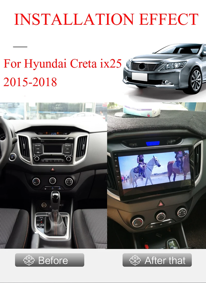 Android 8.1 car dvd gps player For Hyundai Creta ix25 with car radio and navigation playback multimedia video stereo IPS HD