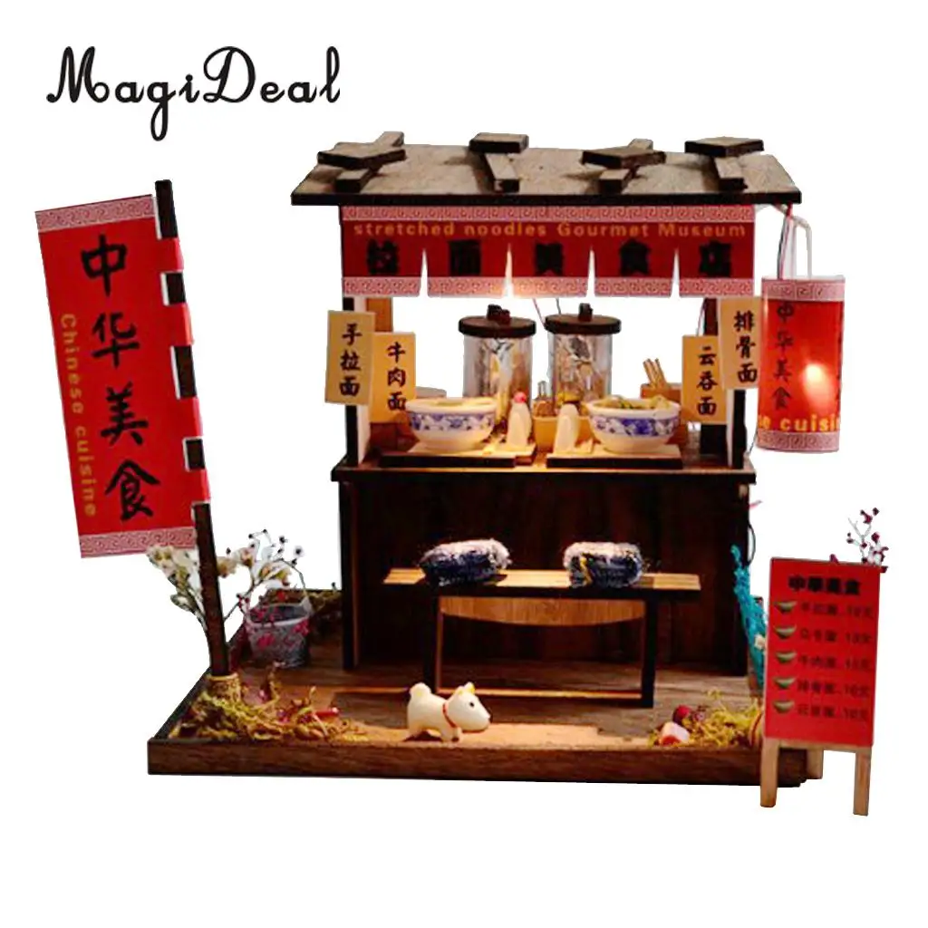 1/24 DIY кукольный домик Миниатюрные наборы с мебели-китайская ручная лапша магазин подарков