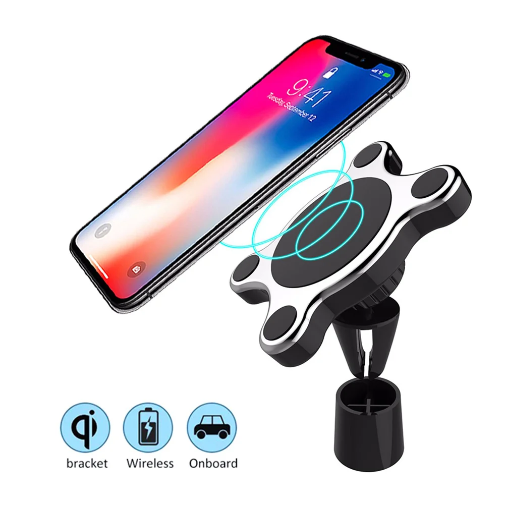 Car Dual-Use Magnetic Qi Wireless Quick Charger with Mobile Phone Stand Car Charger For iPhone 7.5 W for Samsung 10W