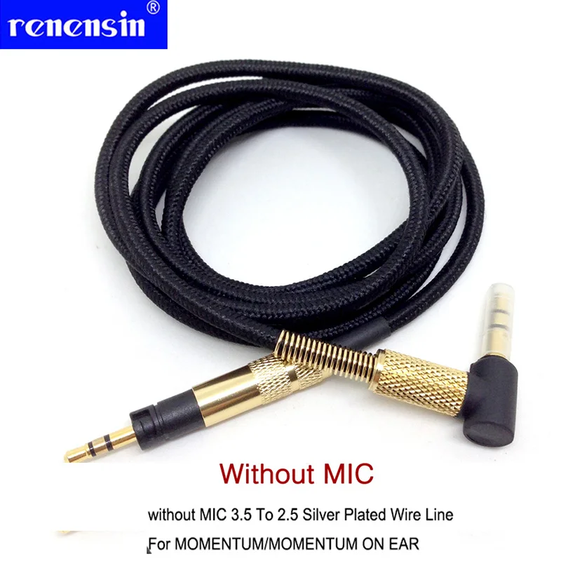 Аудиокабель для наушников Renensin без микрофона для Sennheiser Momentum 2,0 на ухо наушники с посеребренным кабелем